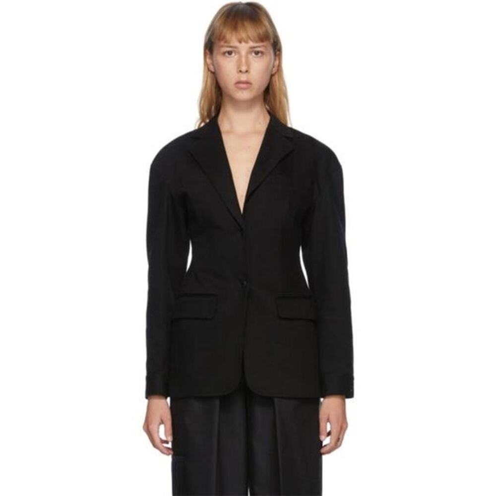 T by Alexander Wang Drop Shoulder Tailored Denim Blazer Black 4